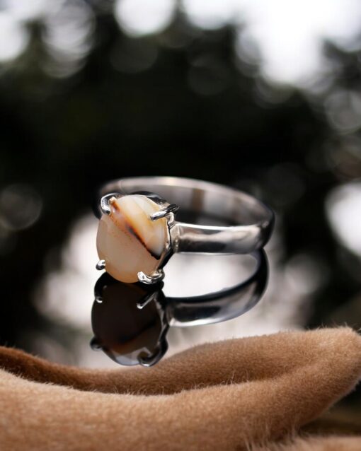 Natural Montana Agate 925 Sterling Silver Ring - Image 4