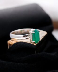 Natural Green Onyx 925 Sterling Silver Ring
