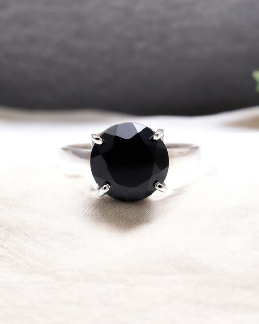 Natural Black Spinel 925 Sterling Silver Ring - Image 3