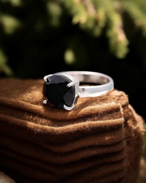 Natural Black Spinel 925 Sterling Silver Ring - Image 4