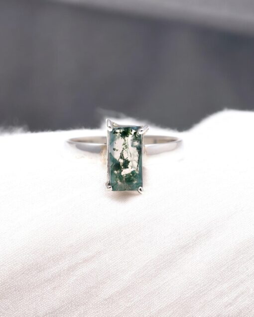 Natural Moss Agate 925 Sterling Silver Ring - Image 3