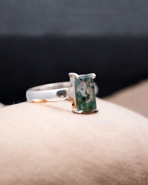 Natural Moss Agate 925 Sterling Silver Ring - Image 2