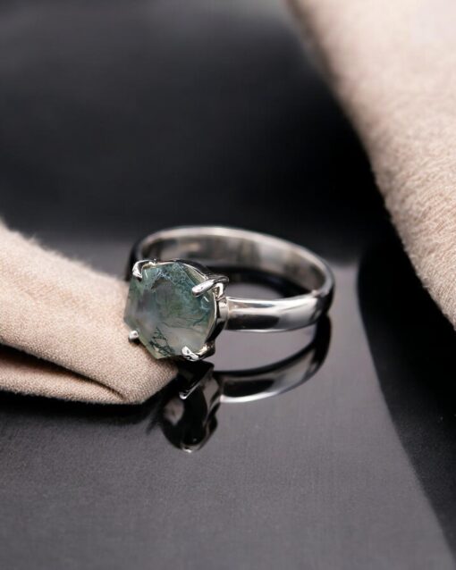 Natural Green Moss Agate 925 Sterling Silver