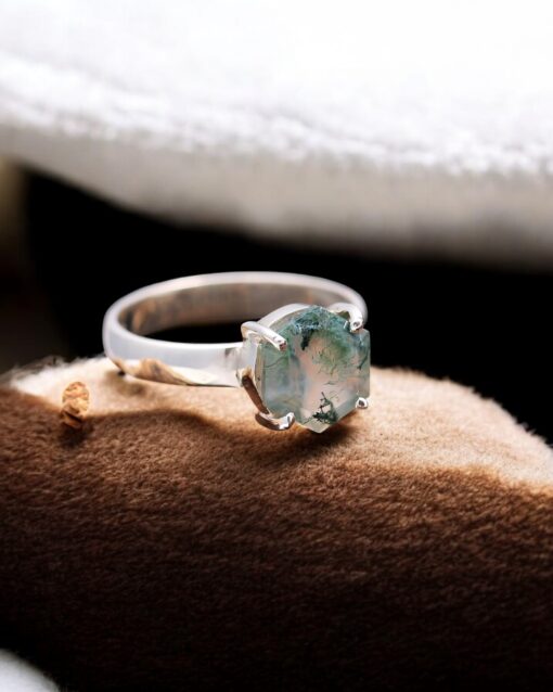 Natural Green Moss Agate 925 Sterling Silver - Image 4