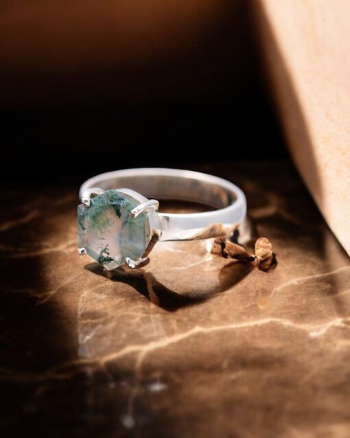 Natural Green Moss Agate 925 Sterling Silver - Image 3