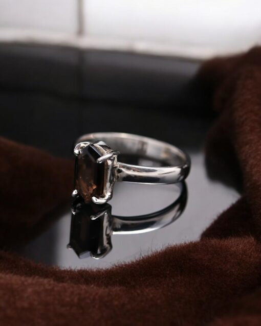 Natural Smoky Quartz 925 Sterling Silver Ring - Image 3
