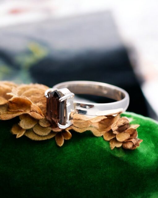 Natural Smoky Quartz 925 Sterling Silver Ring