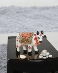 Spiritual Cow Idol with Intricate Kundan Work
