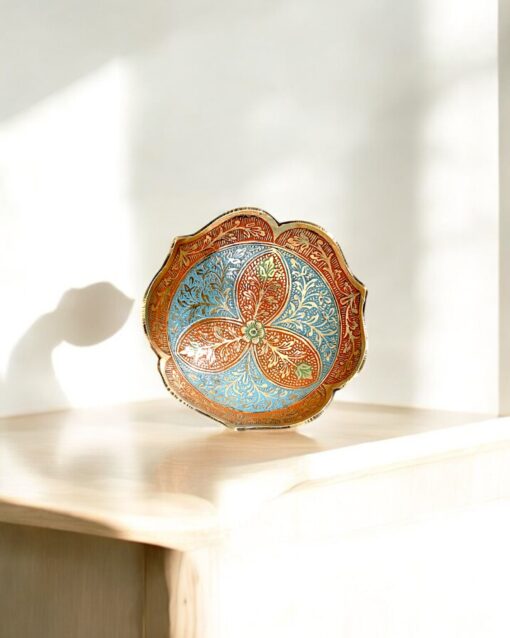 Handcrafted Floral Brass Ritual Bowl with Embossed Flower Design - Image 5
