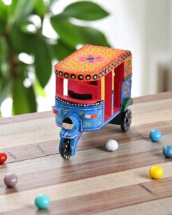 Handcrafted Wooden Auto Rickshaw Toy Perfect for Kids Home Decoration(Sky-Blue)