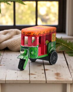 Handcrafted Wooden Auto Rickshaw Toy Perfect for Kids Home Decoration(Green)